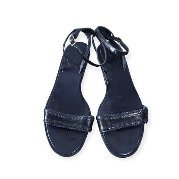 Chloe Rubber Wedge Ankle Strap Patent Sandals. Navy blue, Size 38.5 EU - Picture 2 of 16